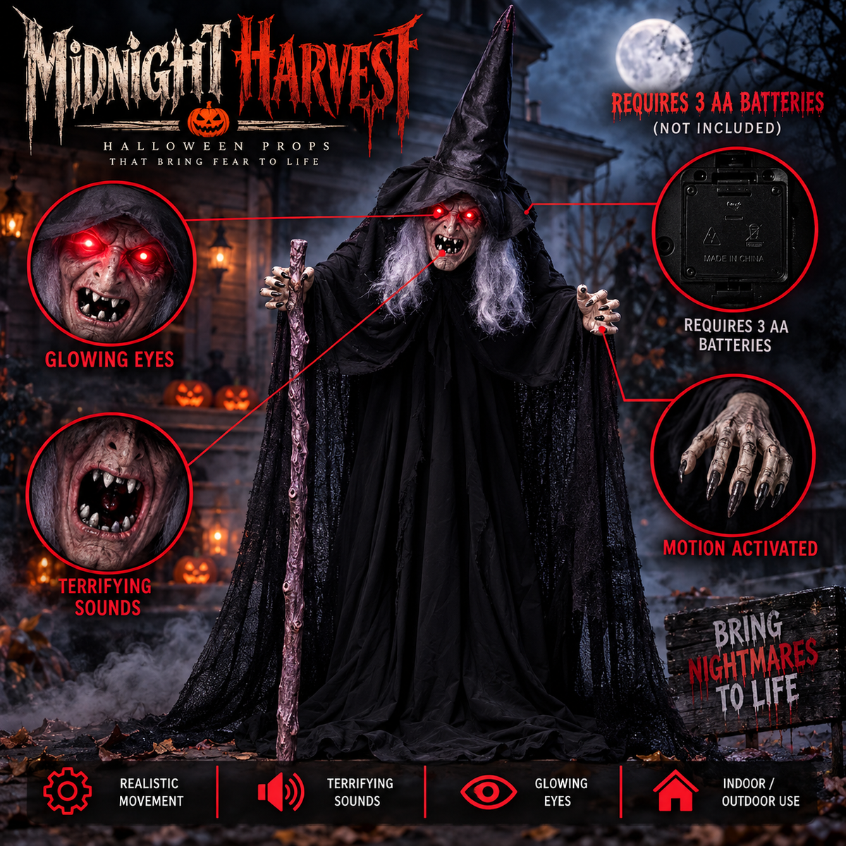 MidnightHarvest™ Haunted Porch Witch